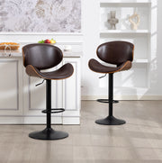 Sgabello da bar girevole e regolabile in altezza; in PU marrone; con schienale ergonomico