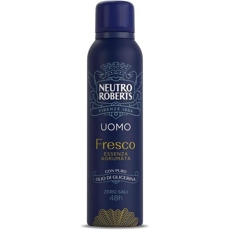 NEUTRO ROBERTS DEODORANTE SPRAY UOMO ESSENZA AGRUMATA CON ANTIODORE ZERO SALI DI ALLUMINIO 150 ML 48H