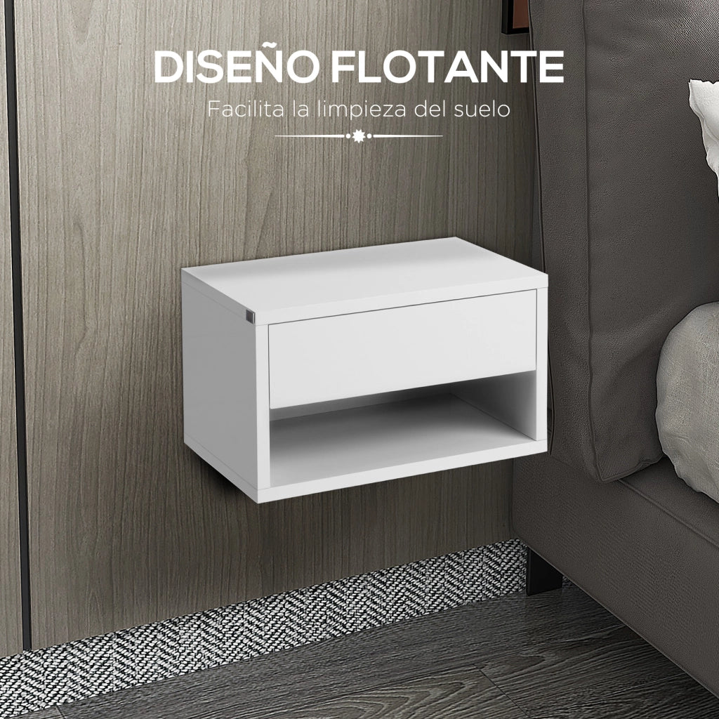 Comodini a Sospensione con Cassetto per Camera da Letto ¨C Zephmum ¨C 37x32x21 cm Bianco