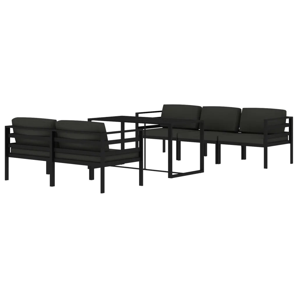 Set Divani da Giardino 6 pz con Cuscini in Alluminio Antracite cod mxl 44517