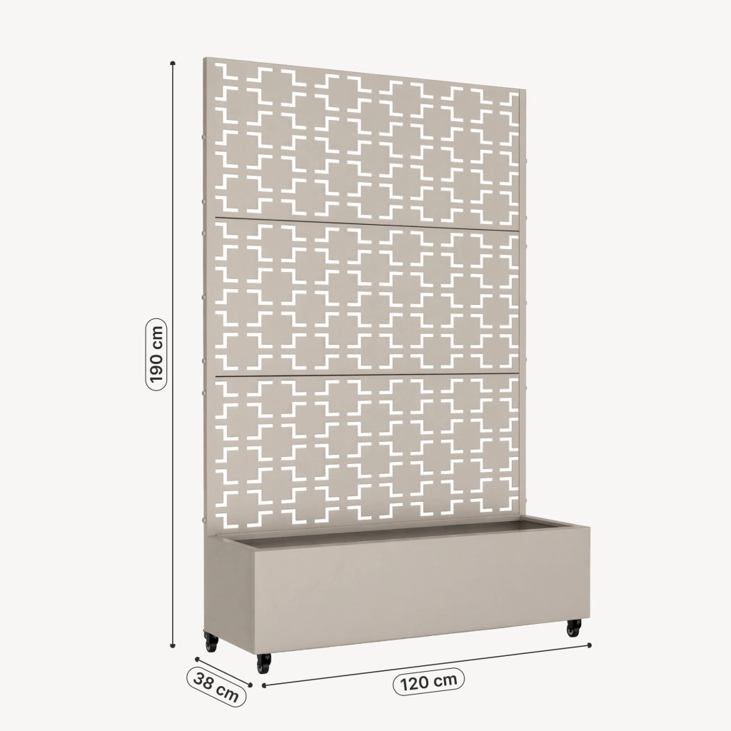 Fioriera con Spalliera Aaskis a Rotelle in Acciaio 190 x 120 x 38 cm - Beige casa.pro
