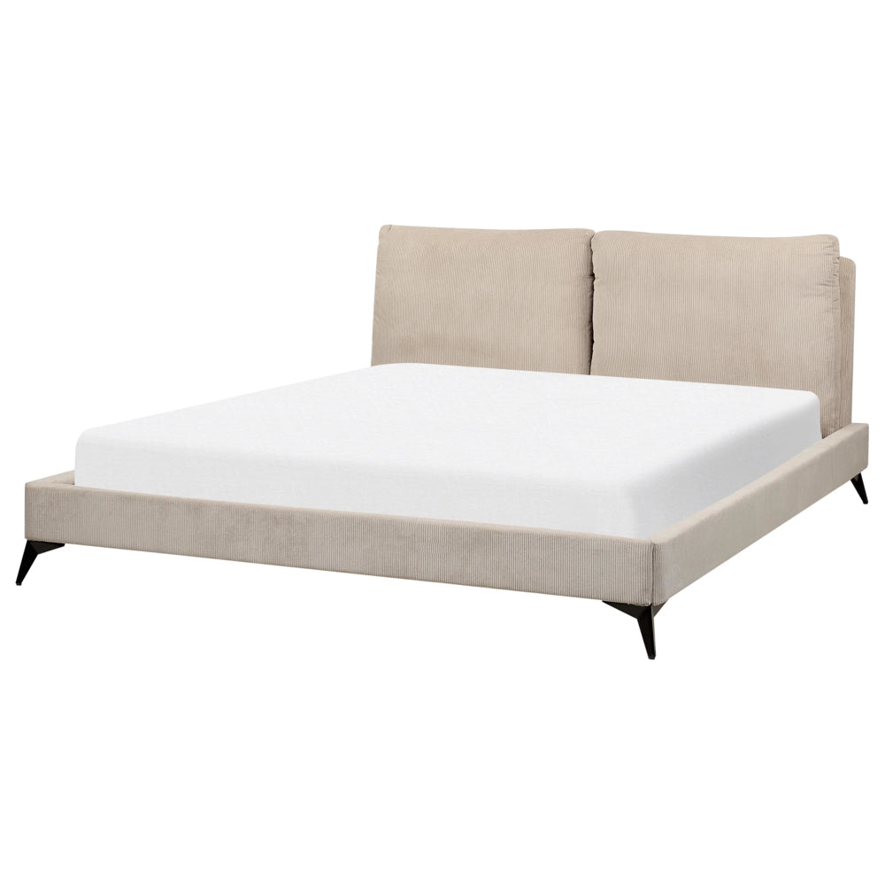Letto imbottito moderno in velluto a coste grigio talpa 180 x 200 cm moderno elegante