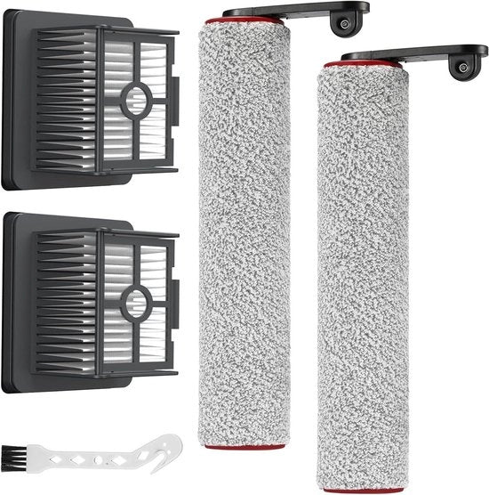 Accessori di filtro per aspirapolvere con 2 rulli a spazzola + 2 filtri + spazzola di pulizia