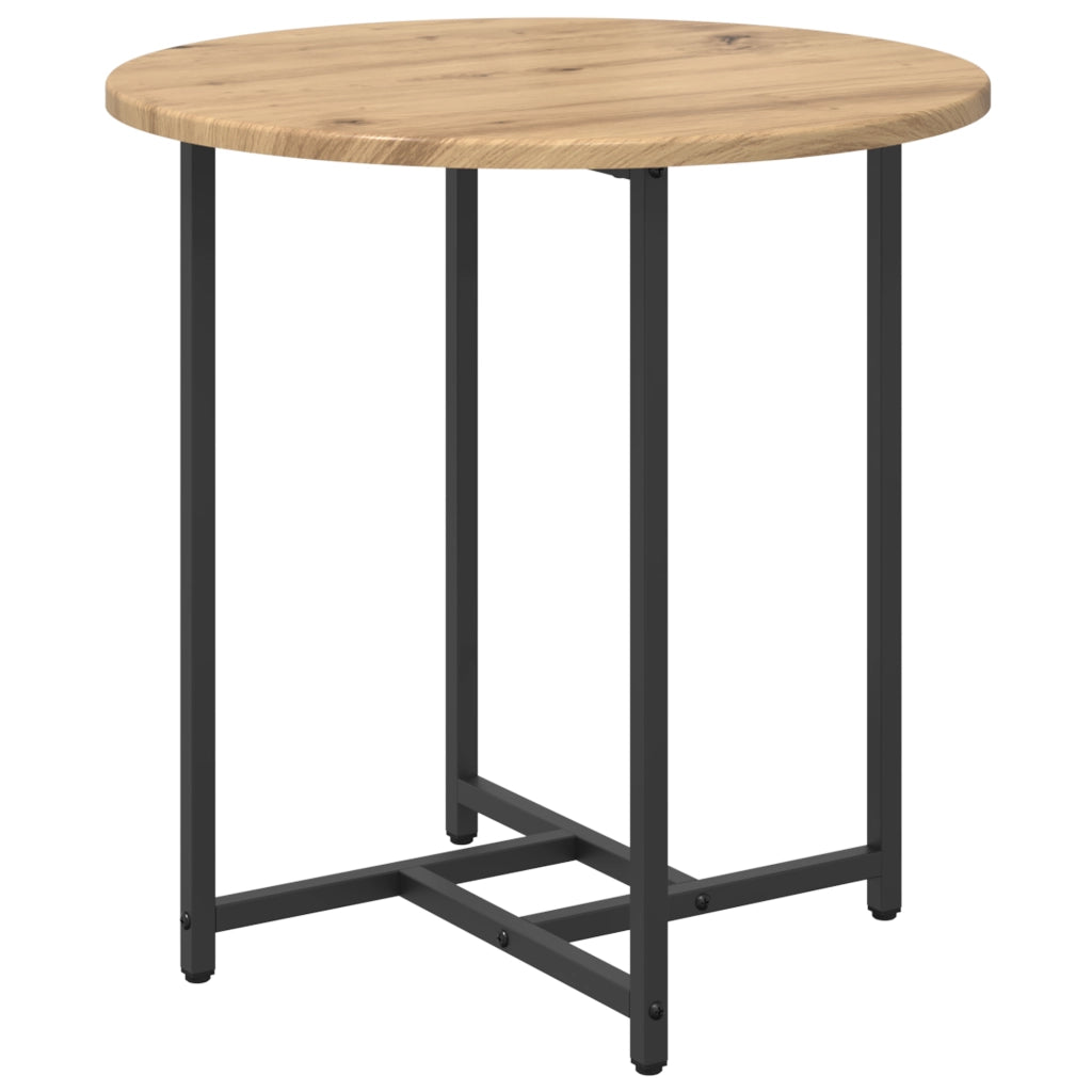 Set di 2 Tavolini in Legno Composito di Quercia e Metallo