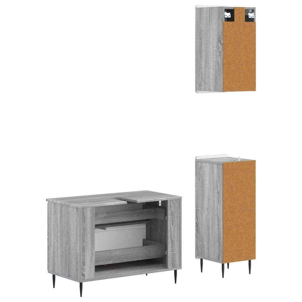 Set di armadietti da bagno in 3 pezzi ZWOLLE Sonoma grigio 3417762