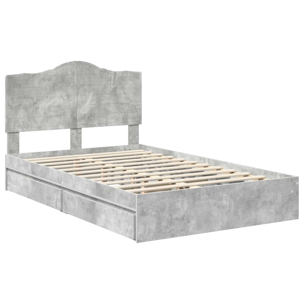 Letto con Contenitore con testiera Grigio cemento 135 x 190 cm 3413516