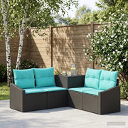 Set di divani 5 pz Nero e Blu Rattan sintetico e Acciaio 3447810