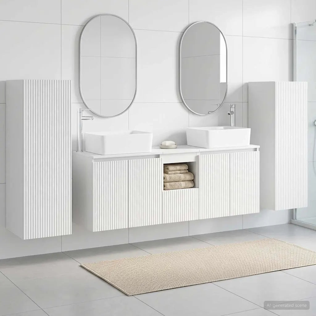 Set di mobili per il bagno 5 pz Bianco Lucido 3405997