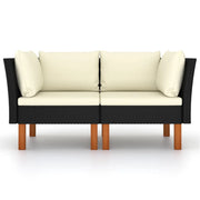 Poltrone Angolari 2 pz Polyrattan e Legno Massello di Eucalipto 315767