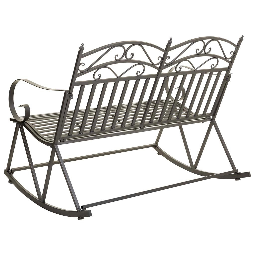 Divano a dondolo in ferro battuto marrone 116x45x91h cm