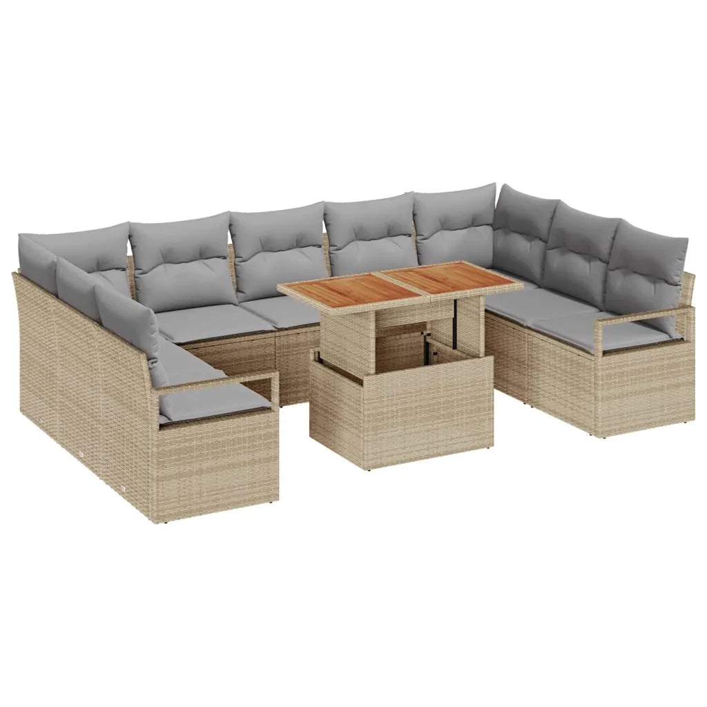 Set Divano da Giardino 10 pcs Beige Poly Rattan 3358492