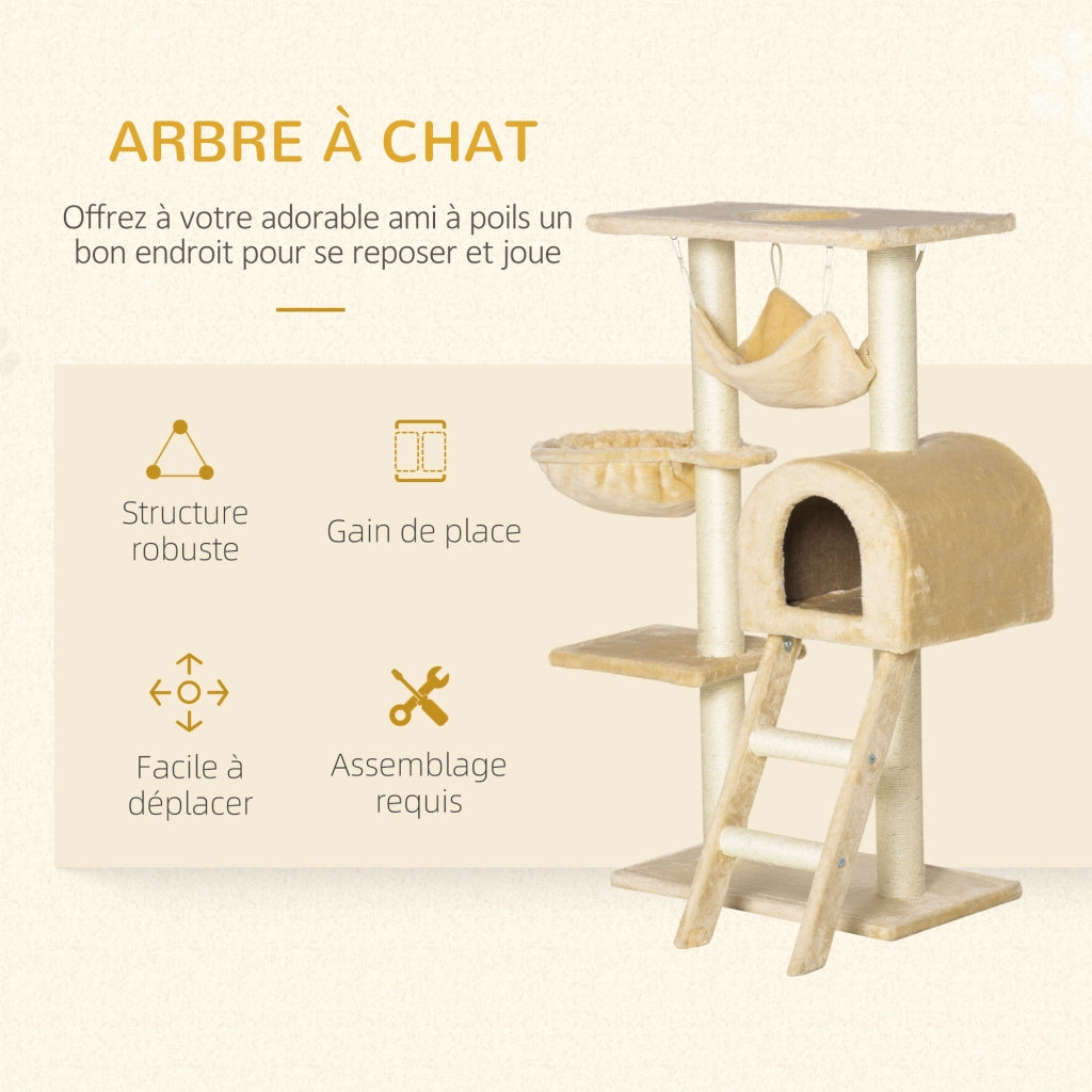 Albero tiragraffi per gatti a pi¨´ livelli ¨C zephmum ¨C 98 cm beige