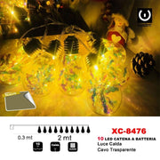 Trade Shop - Catena Luminosa Lampadine Bulbo 10led Batteria Luce Calda Cavo Traparente Xc-8476 -