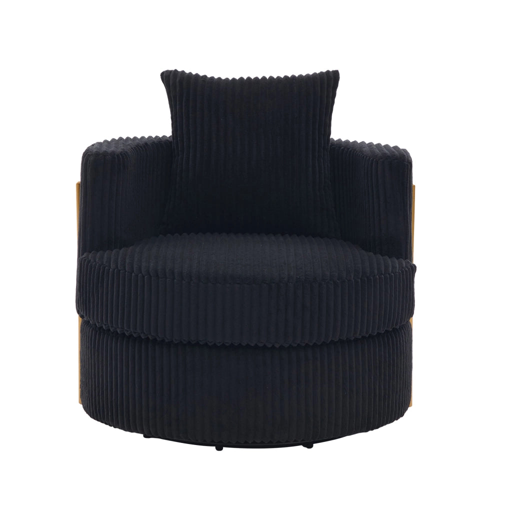 Sedia relax girevole 360° in corduroy con vano contenitore; 76 cm; nera