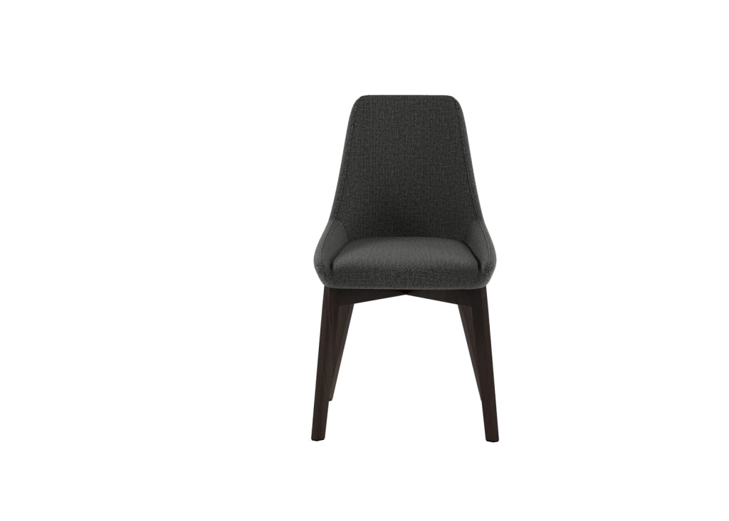 Sedia Vera da pranzo con seduta e schienale in tessuto grigio scuro e struttura in legno massello di noce - Design classico contemporaneo
