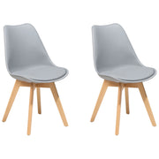 Set di 2 Sedie da Pranzo Ecopelle colore Grigio con  Gambe in Legno Lucide soggiorno sala da pranzo