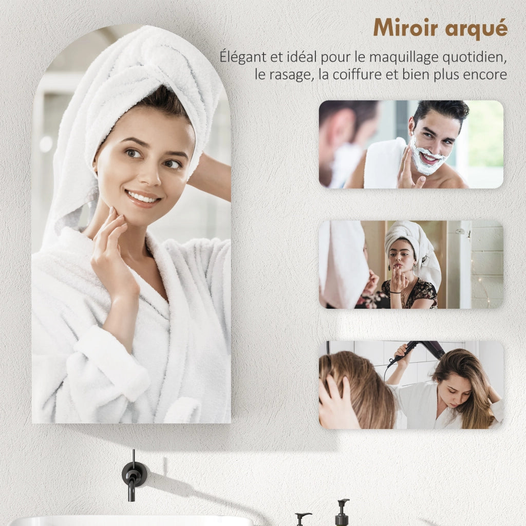 Armadio da bagno con specchio e ripiani in vetro ¨C zephmum ¨C bianco 60x30x
