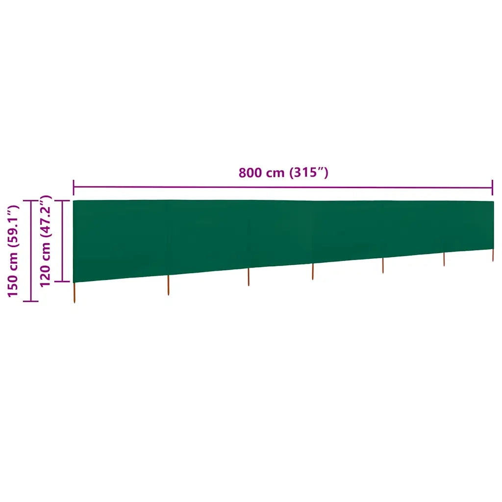 Paravento a 6 Pannelli in Tessuto 800x120 cm Verde CFW1561365