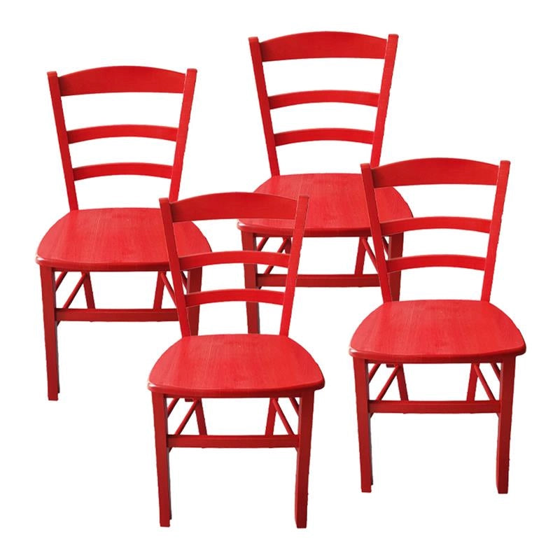 SET 4 SEDIE PAESANA IN LEGNO CON SEDUTA COMPATTA E SCHIENALE ALTO H 87 X L 45 X P 40 CM COLORE ROSSO