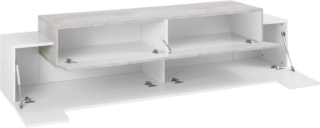 Mobile TV 3 Ante 200x45x51,5 cm Coro Bianco Lucido e Cemento