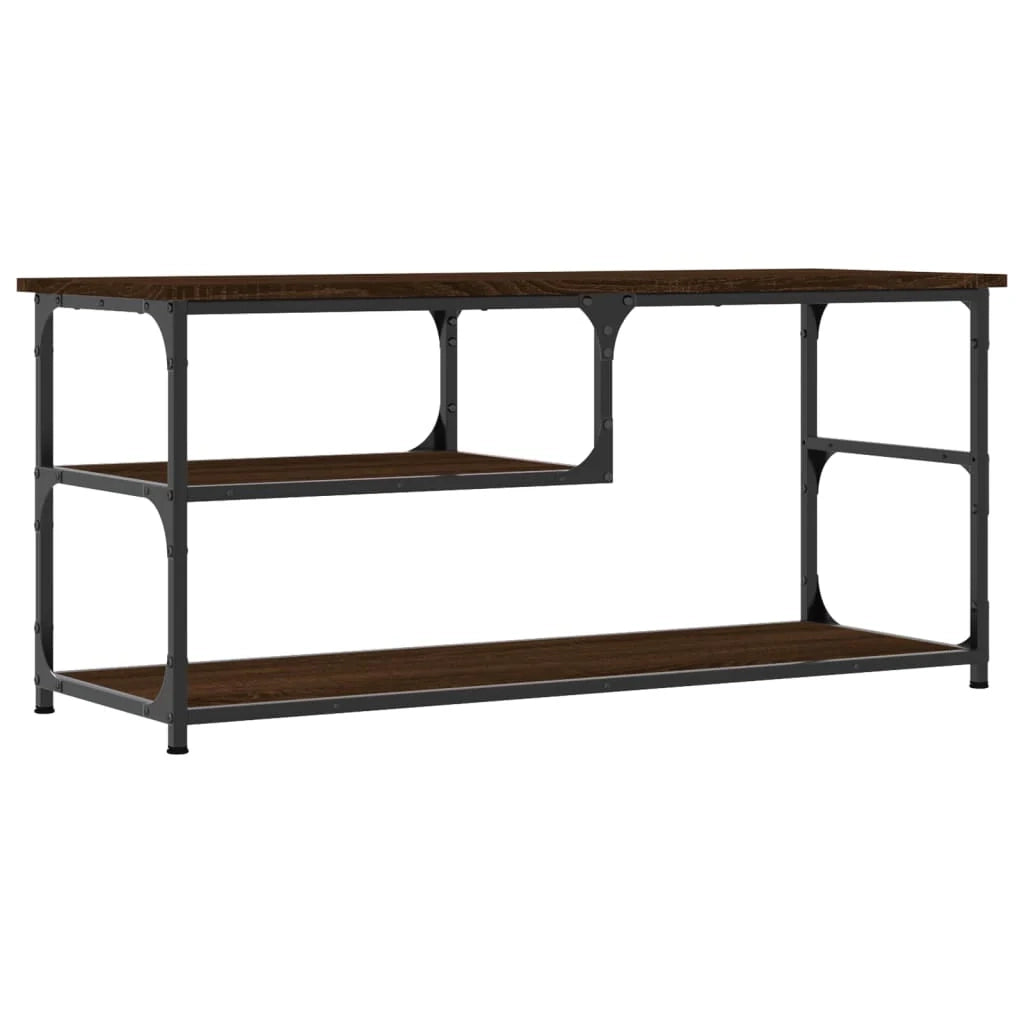 Mobile TV multimediale mensola per TV credenza per TV sala da pranzo soggiorno camera da letto rovere 103 x 38 x 46,5 cm legno ingegnerizzato e acciaio marrone 02_0027147