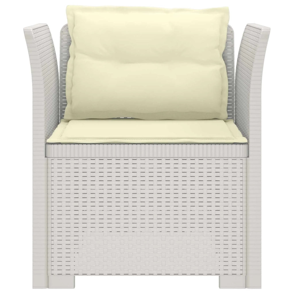 Poltrona a 1 Posto con Cuscini Aspetto Rattan PP Bianco 8011876