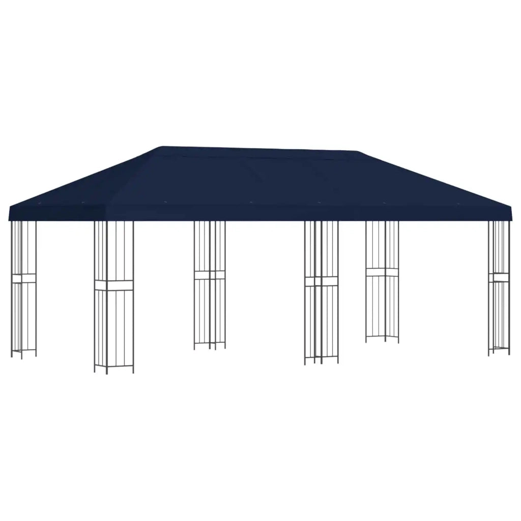 Gazebo con pareti laterali 6 x 3 m Blu Poliestere e Acciaio 190
