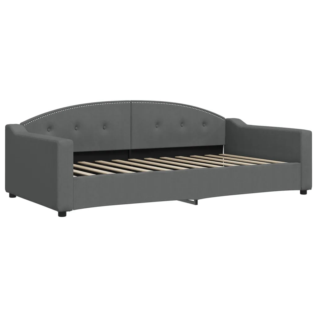 Divano Letto Estraibile Cassetti Grigio Scuro 100x200cm Tessuto