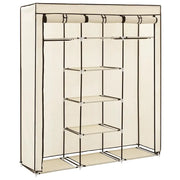 Armadio con Scomparti e Aste Crema 150x45x175 cm in Tessuto 282455