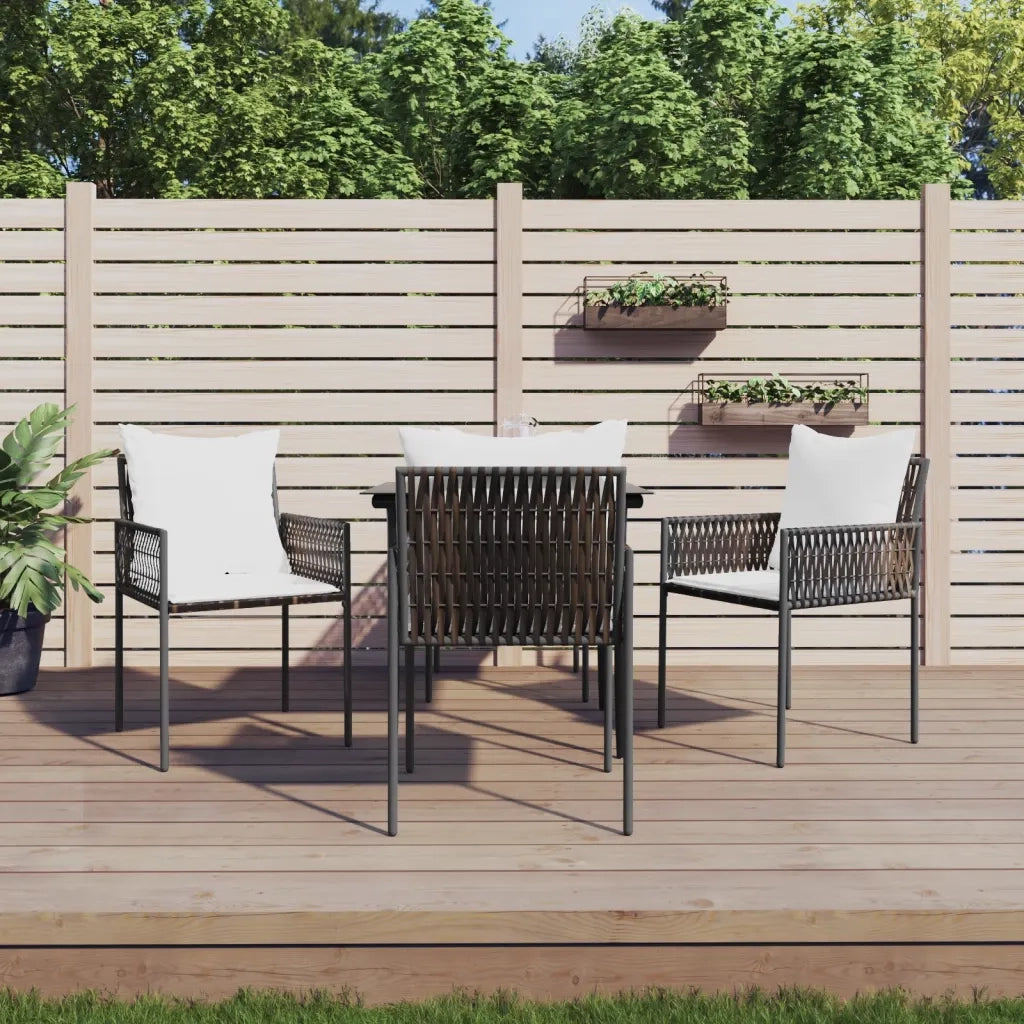 Sedie da Giardino con Cuscini 4 pz | Sedie da Esterno Marroni 54x61x83cm Polyrattan
