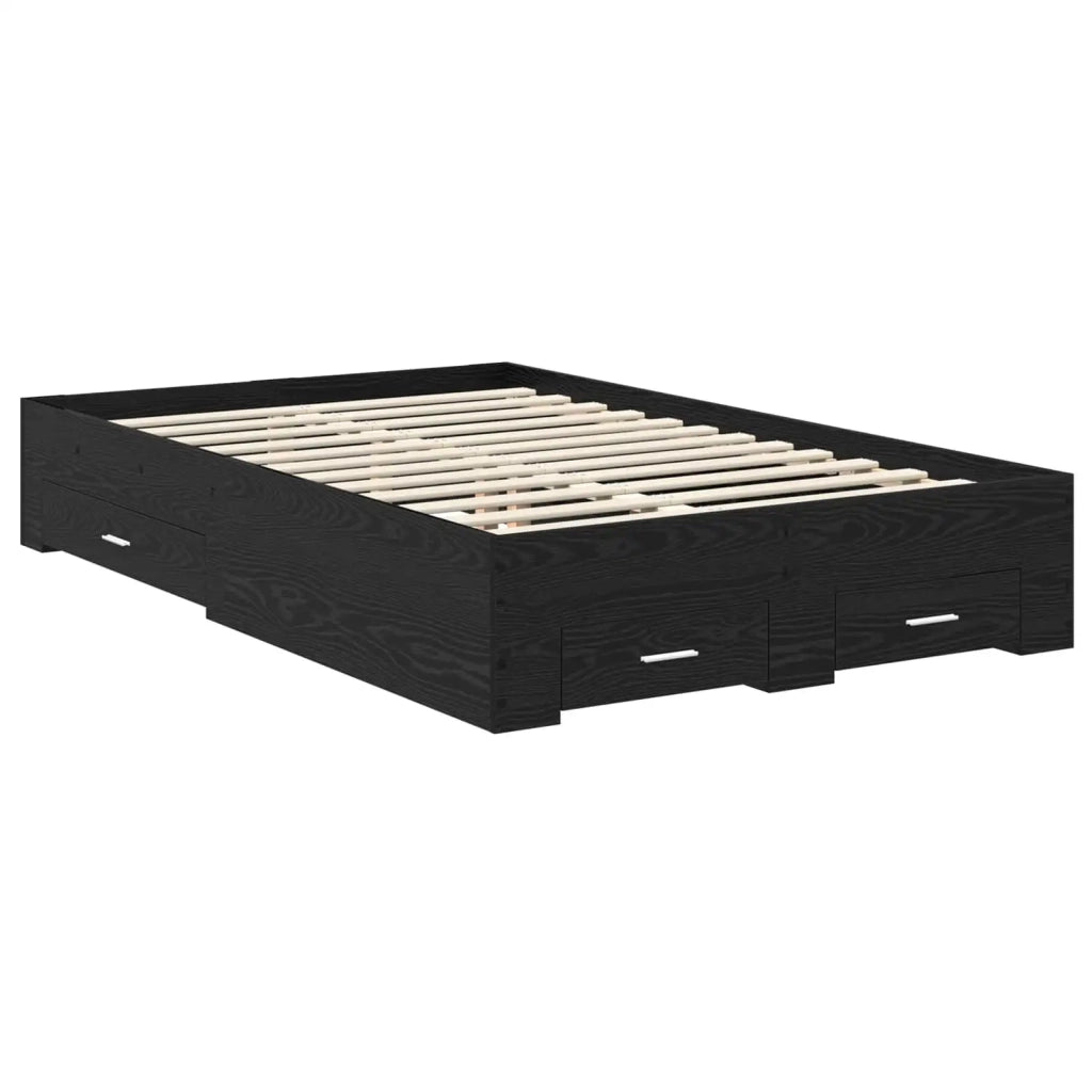 Struttura del letto Rovere Nero 135 x 190 cm Legno multistrato