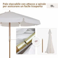 Ombrellone da Giardino con Doppio Tettuccio, in Legno di Bambù e Poliestere, Ø325x250 cm, Crema