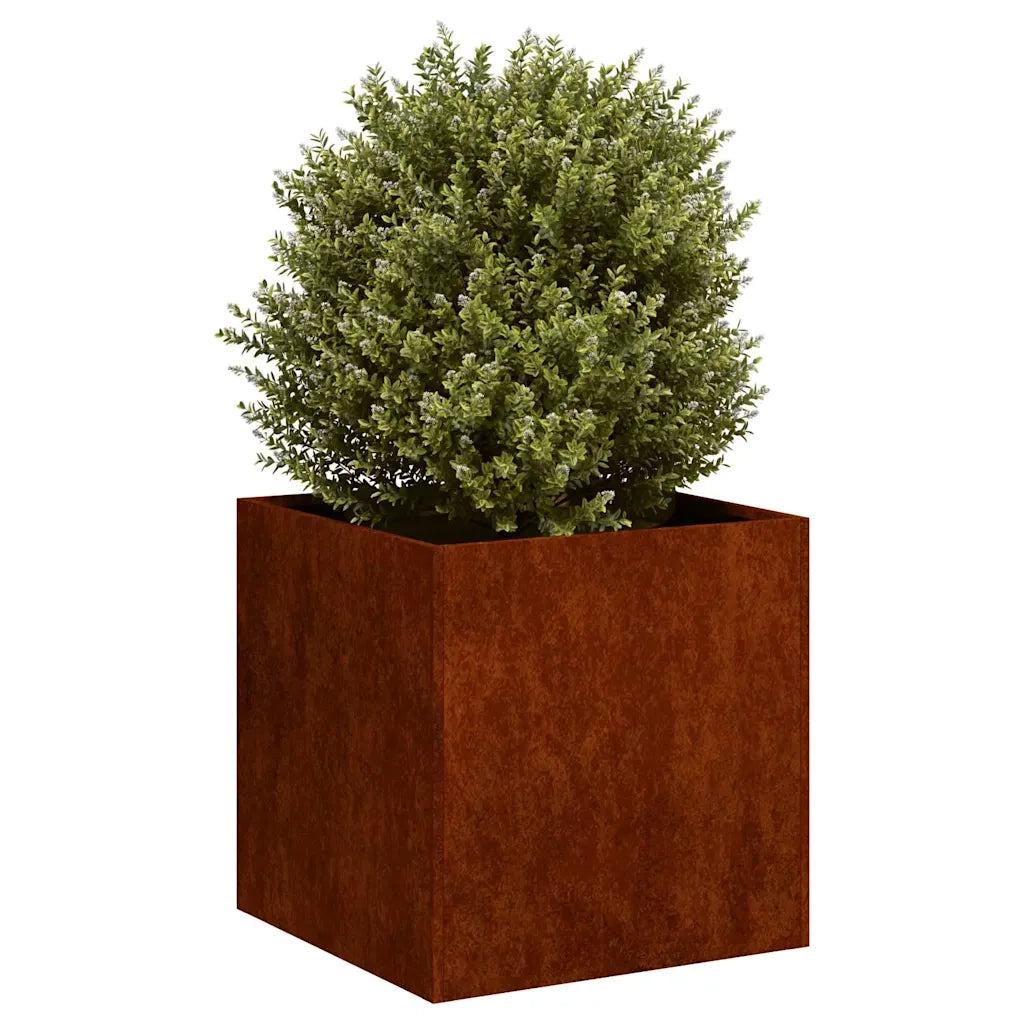 Fioriera-Vaso-Contenitore per Piante Arrugginita 40x40x40 cm in Acciaio Corten