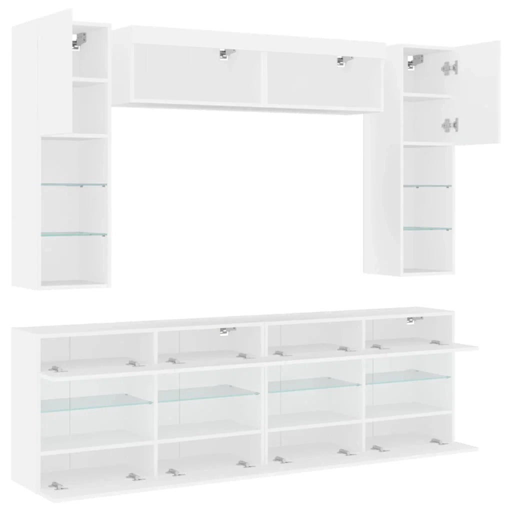 Mobile porta TV/armadio/parete attrezzata da 6 pezzi per soggiorno camera da letto o sala da pranzo con luci LED bianco (02_0025346)
