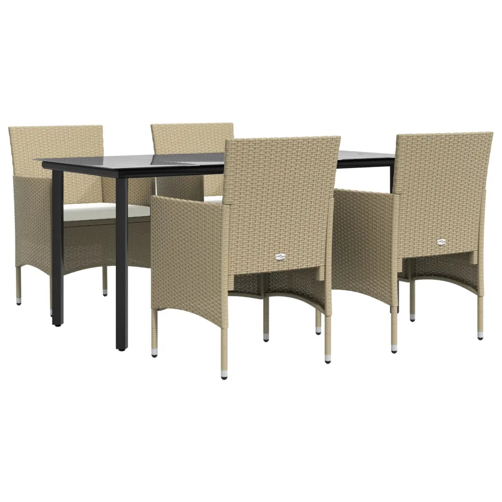 Set da Pranzo da Giardino 5 pz con Cuscini Beige e Nero cod mxl 42806