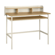 Scrivania in metallo e legno con 3 vani, beige