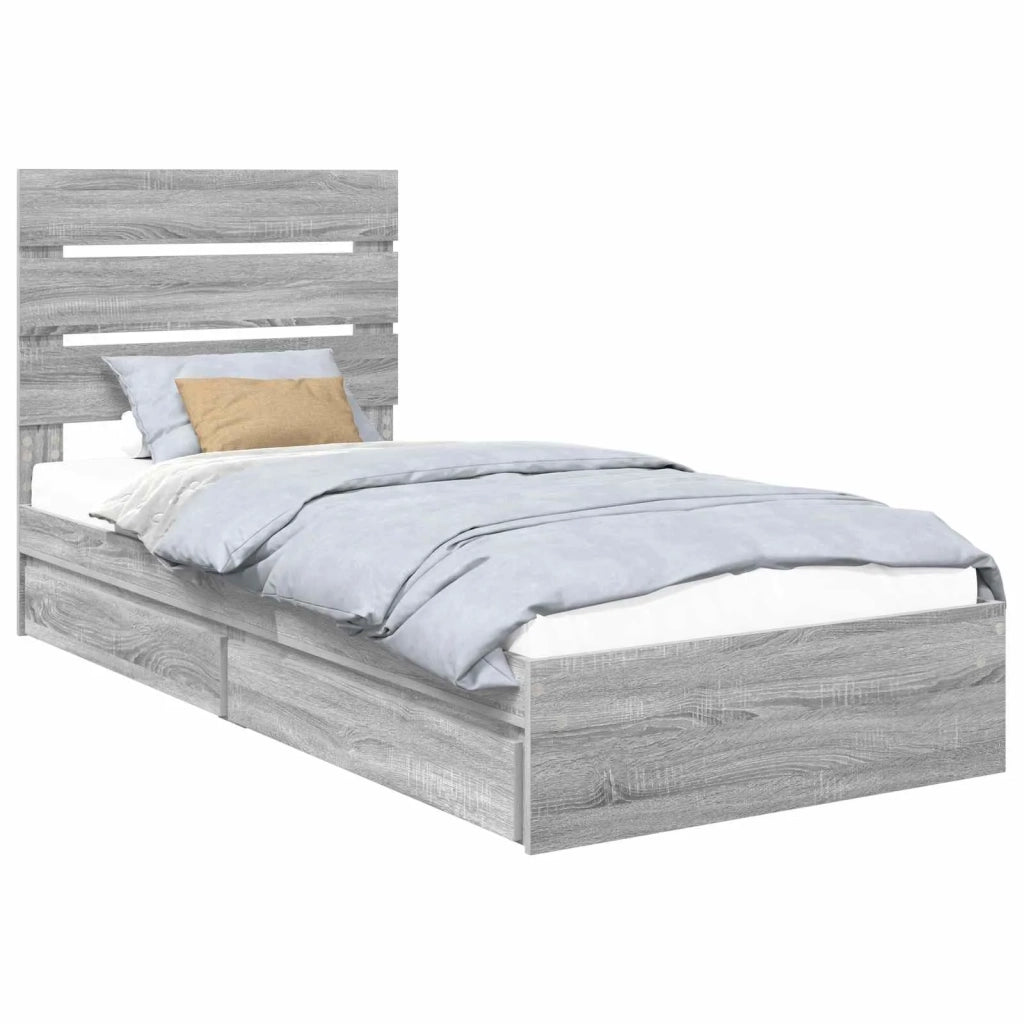 Letto con Contenitore con testiera Grigio Sonoma 90 x 200 cm 3411927