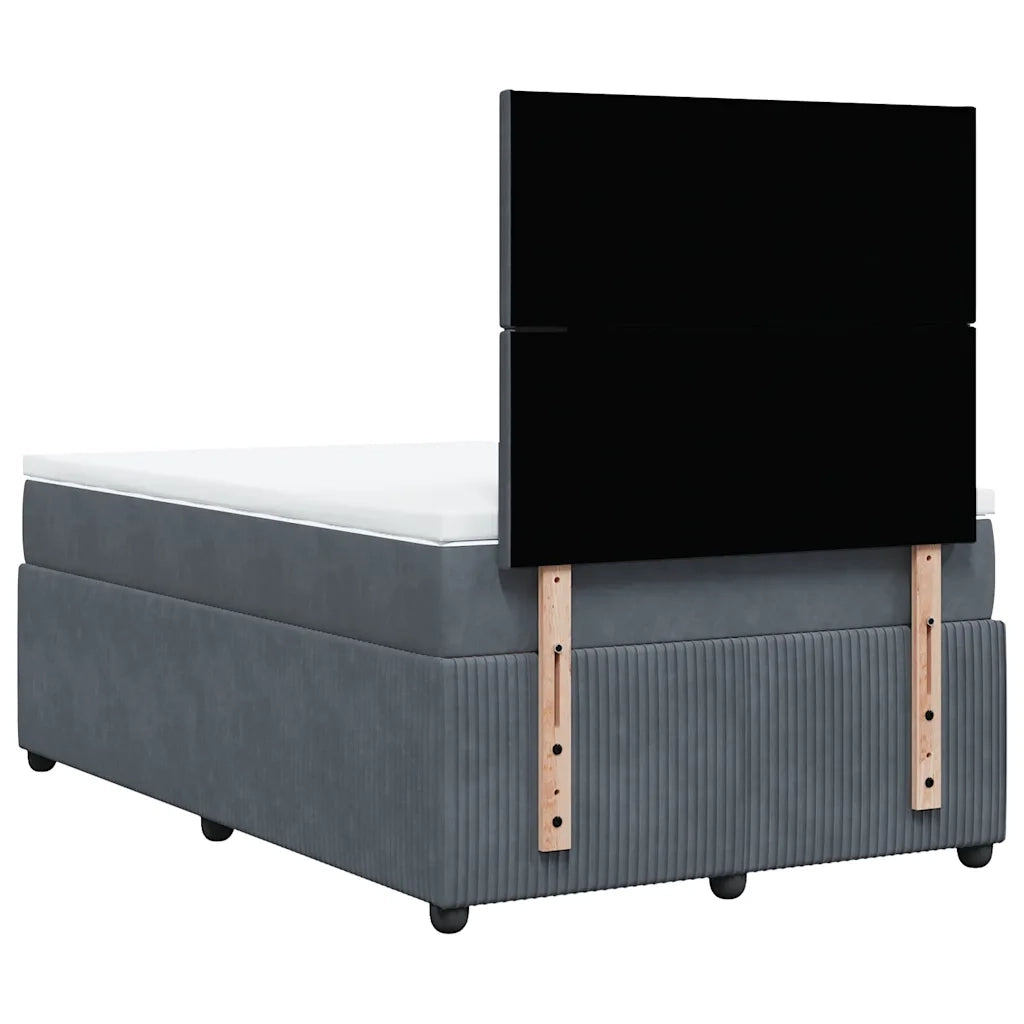 vidaXL Giroletto a Molle con Materasso Grigio Scuro 120x190 cm Velluto