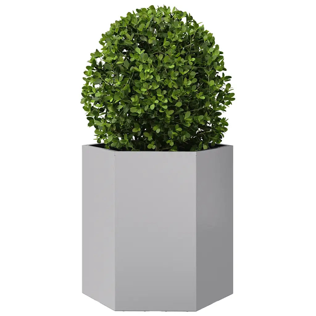 Fioriera da Giardino Esagono-Vaso da Esterno 46x40x45 cm in Acciaio Zincato