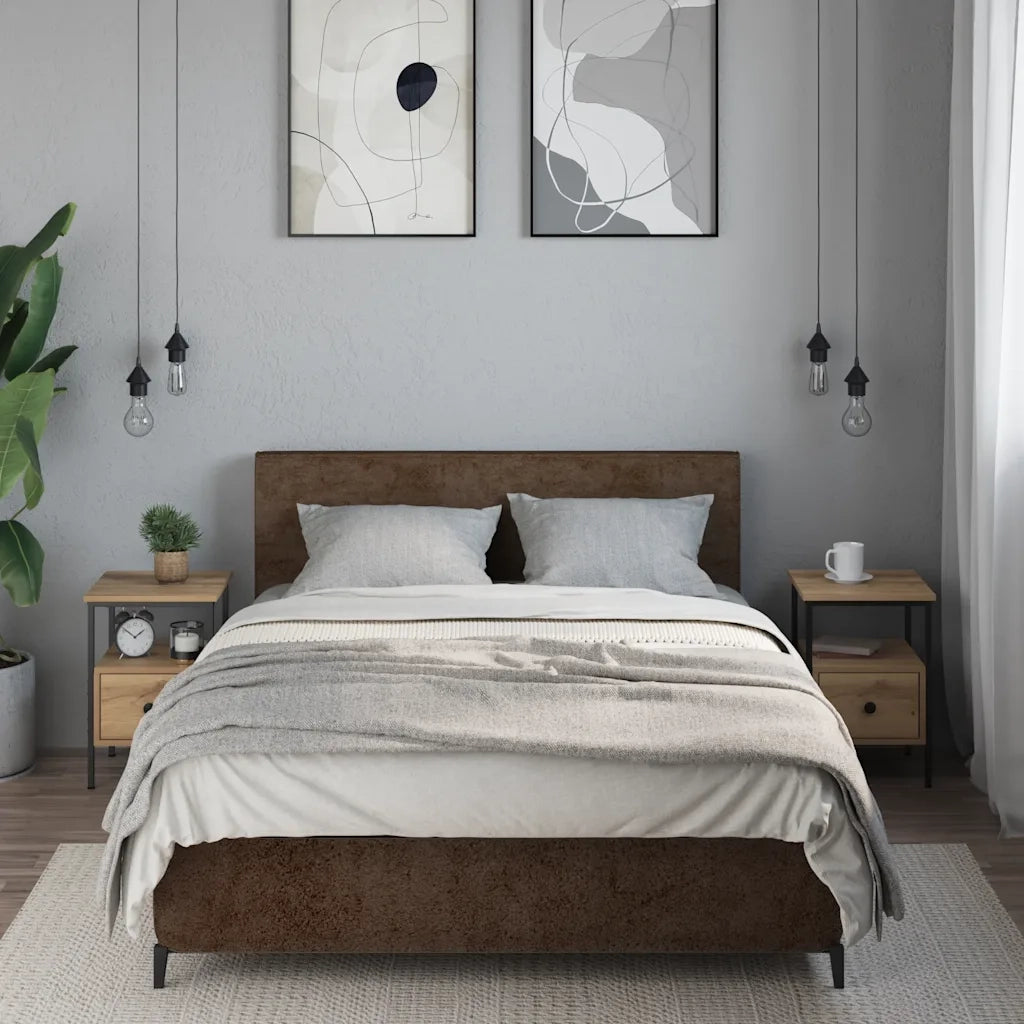 Comodini 2pz Rovere Artigianale 34x36x50cm in Legno Multistrato 857265