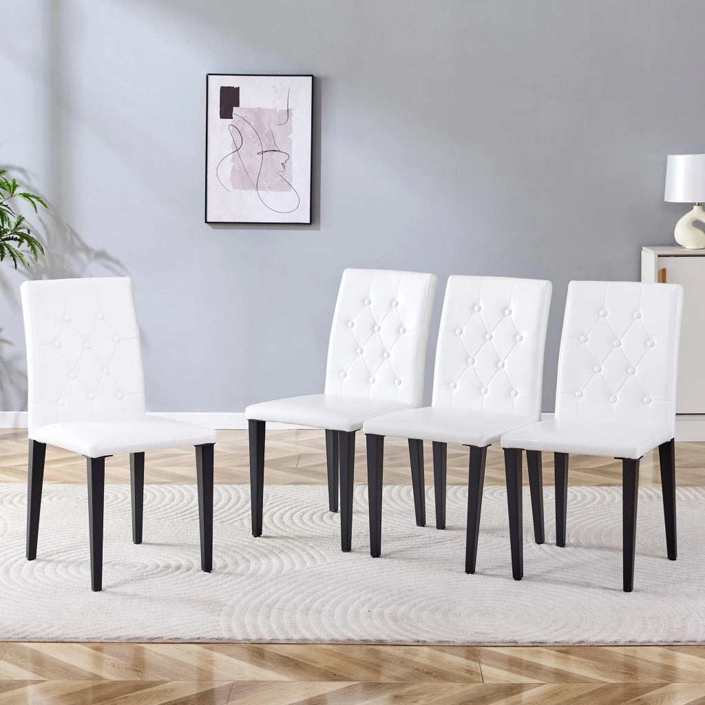 SEDIA da pranzo Set da 4 pezzi 89 cm PU bianco con gambe in metallo nero