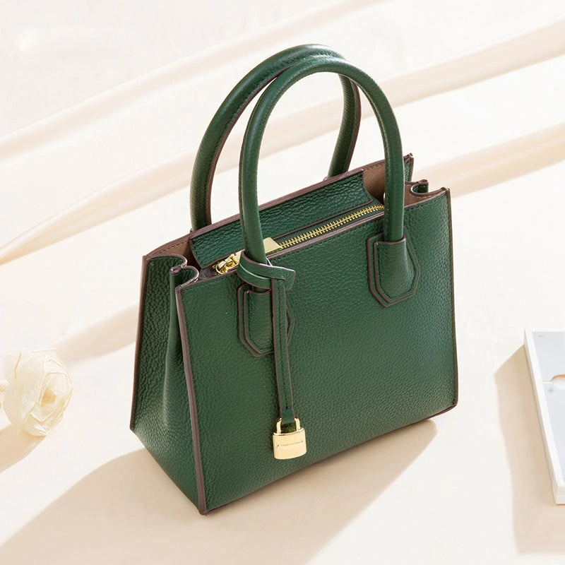Borsa tote da donna in vera pelle, verde
