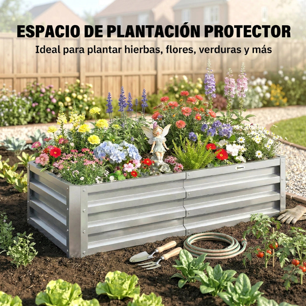 Fioriera Rialzata Giardino ¨C zephmum ¨C 120x60x30.5 cm Acciaio Galvanizzato Grigio