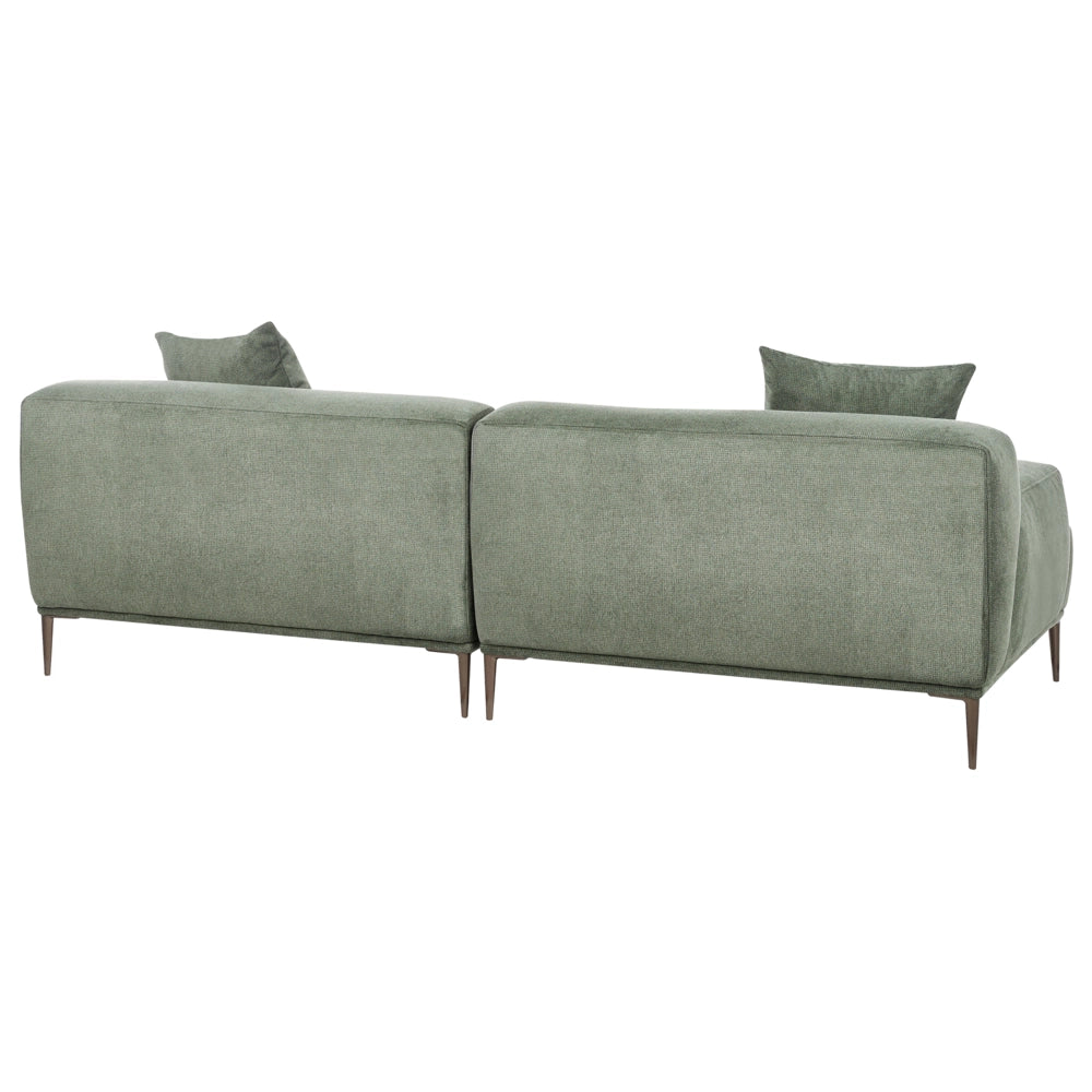 Divano a 3 posti in tessuto Verde Soggiorno Stile moderno Gambe in metallo