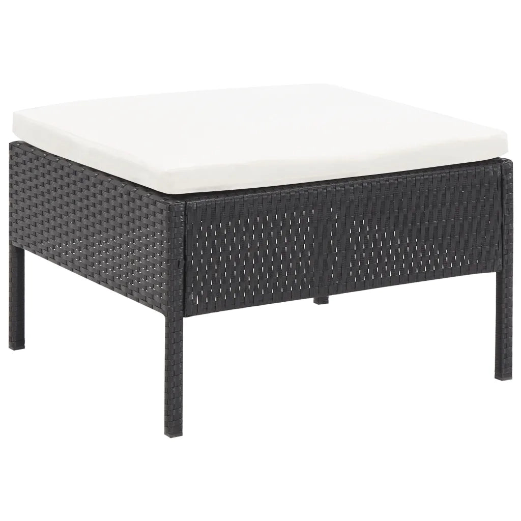 Set Divani da Giardino 3 pz con Cuscini in Polyrattan Nero 48956