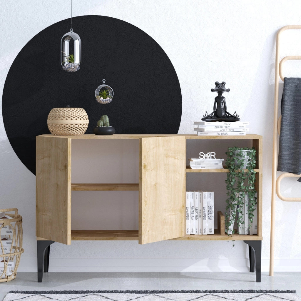 Credenza in legno "Oscar" - 120 x 40 x 80 cm - Rovere nero zaffiro