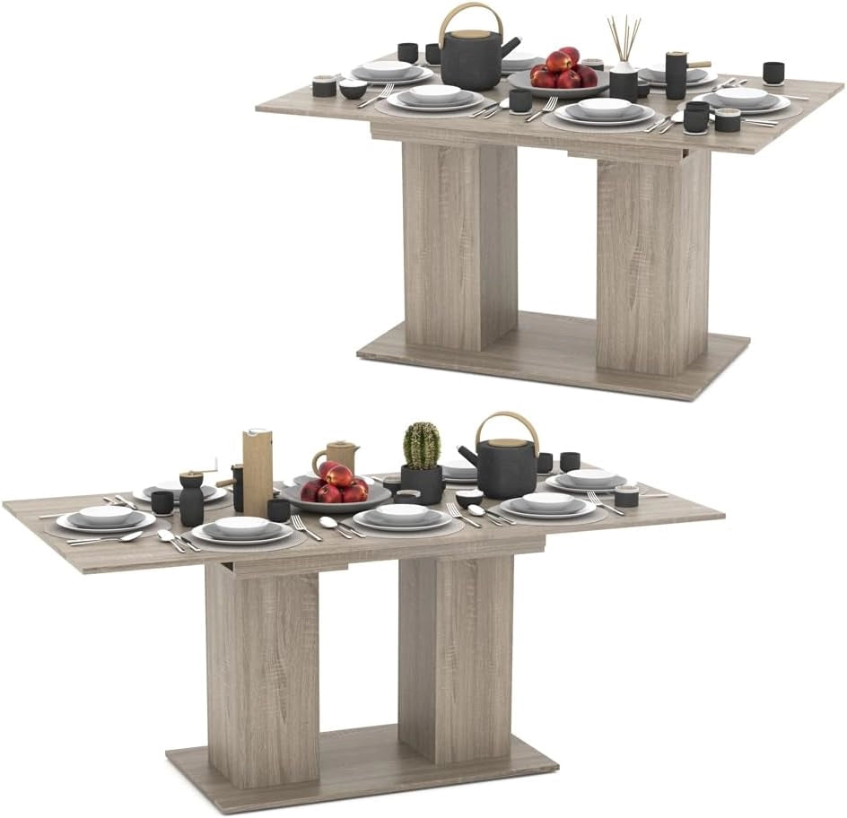 Tavolo da pranzo allungabile Dix, Sonoma, 140 x 90 cm, con piano ribaltabile e struttura estensibile
