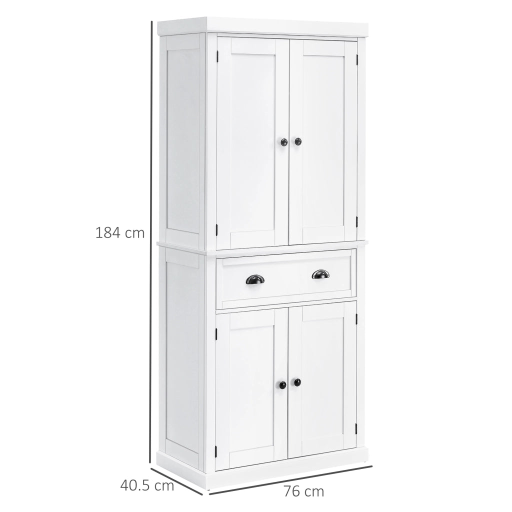 EasyComfort Mobile Cucina con Armadietto Superiore e Inferiore e Cassetto Centrale in Legno, 76x40.5x184 cm, Bianco