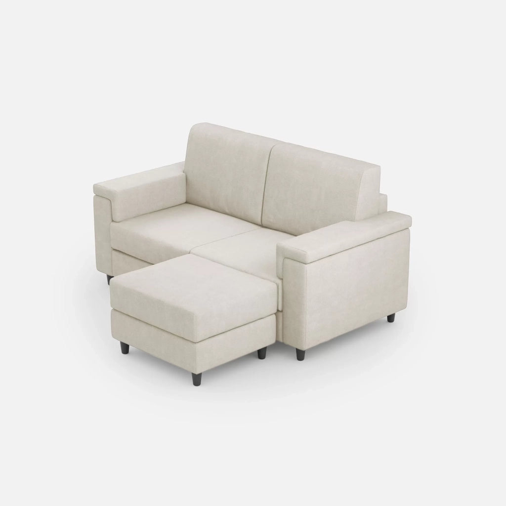 Divano marrak 2 posti (due sedute da 60cm) + pouf misure esterne l.148 p.155 | latte - Mobili 2G