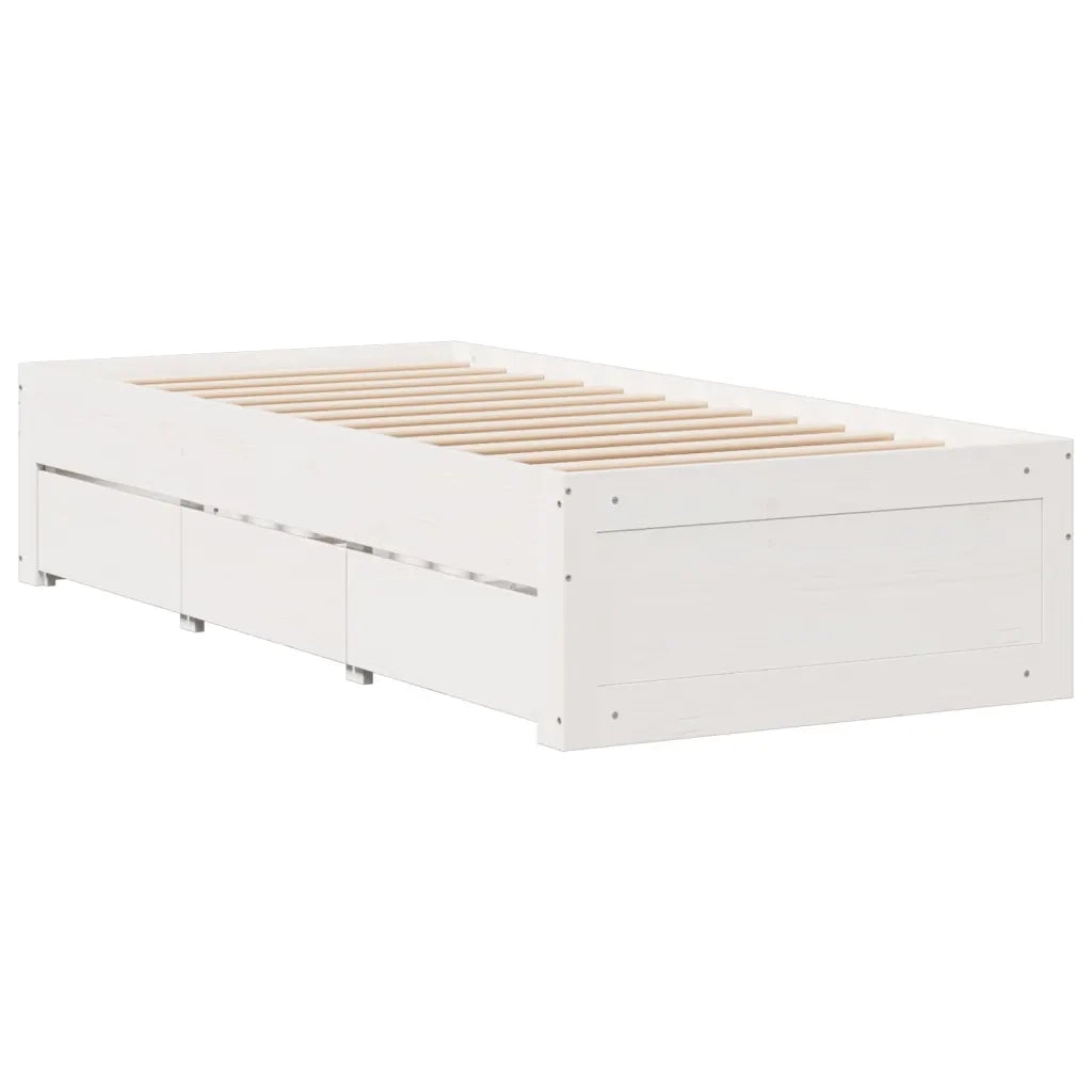 Giroletto senza Materasso con Cassetti Bianco 90x190 cm Pino